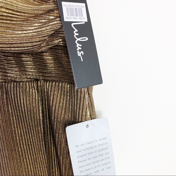 Lulu’s | Love and Luxury Gold Surplice Midi Dress - Picture 9 of 11